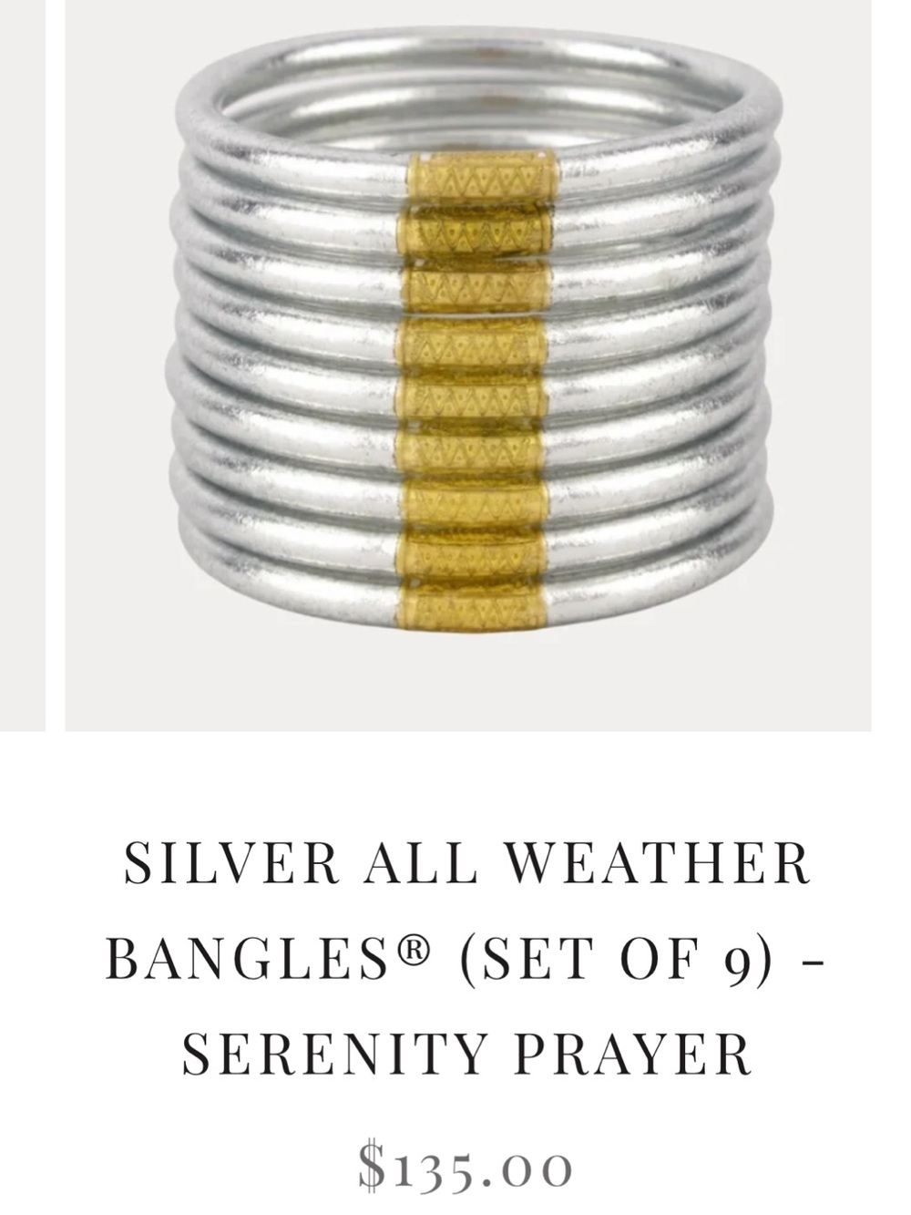 Silver All-Weather Bangle Set with Gold Accent — Serenity Prayer